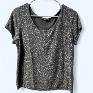 Floral Print Women's Top - Black